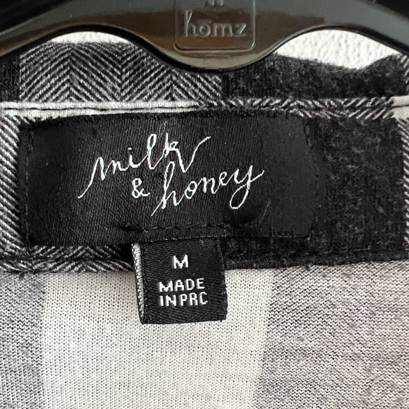 Milk & Honey Black and White Plaid Button Up Women's - Picture 2 of 3